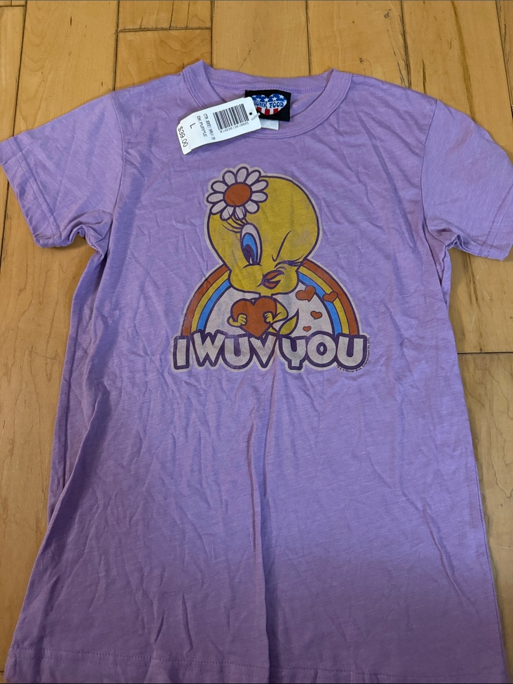 Tweety Graphic Kids Tee - Lavender said large but fits like small
